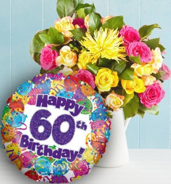 Happy 60th Birthday With Flowers